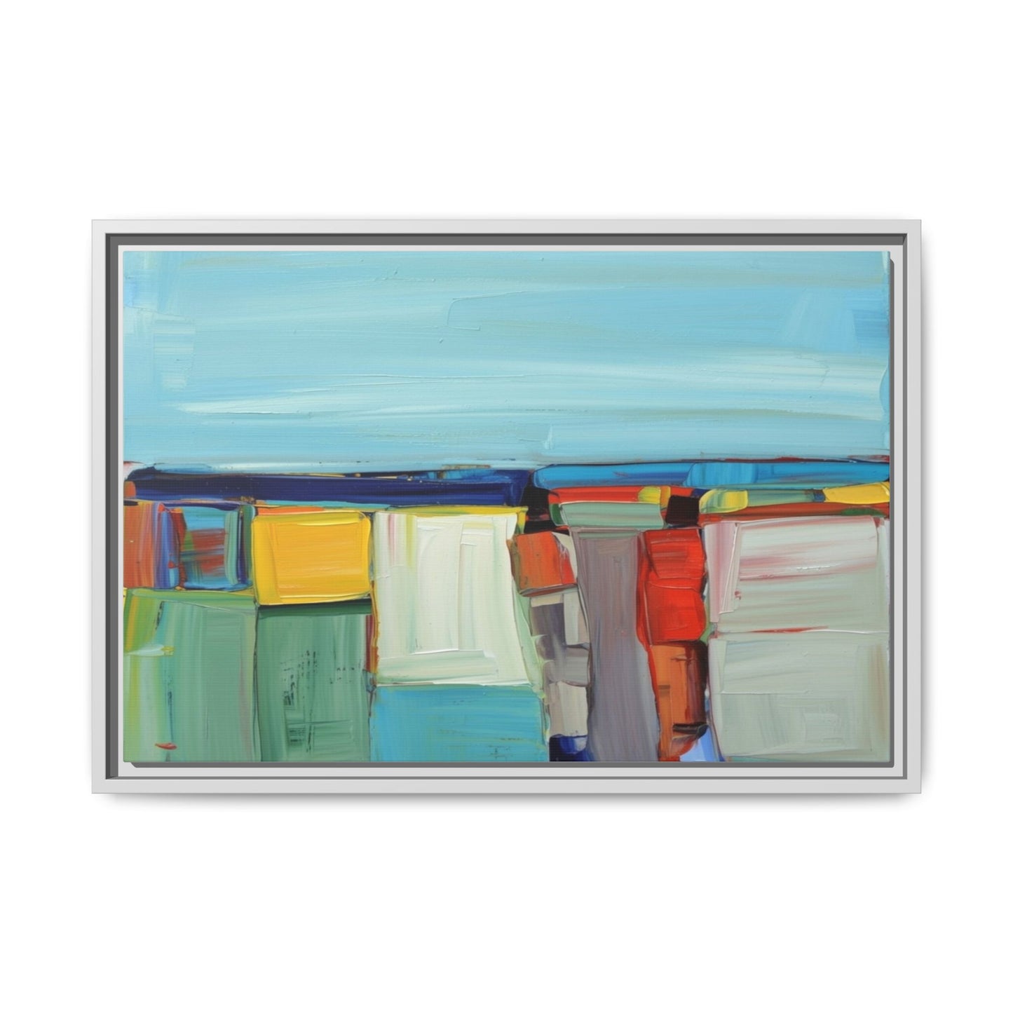 Abstract Coastal Blocks Matte Canvas Print (Framed)