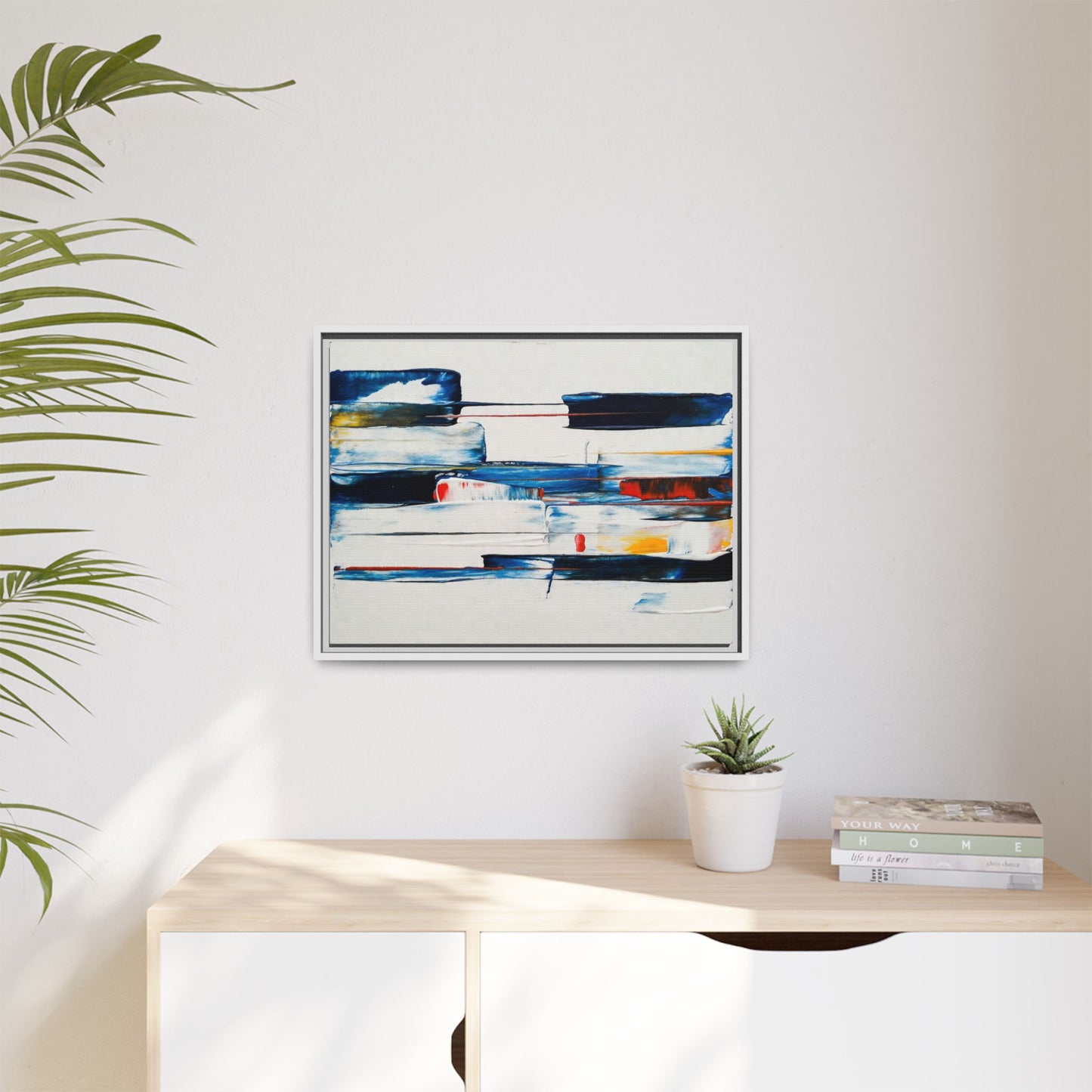 Abstract Coastal Brushstrokes Framed Canvas Print