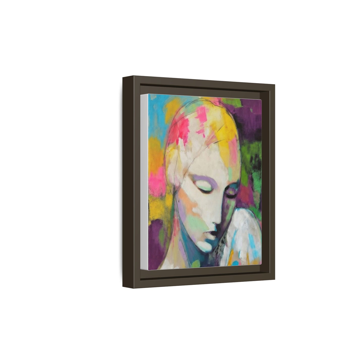 Framed Matte Canvas Art - Colorful Abstract Portrait