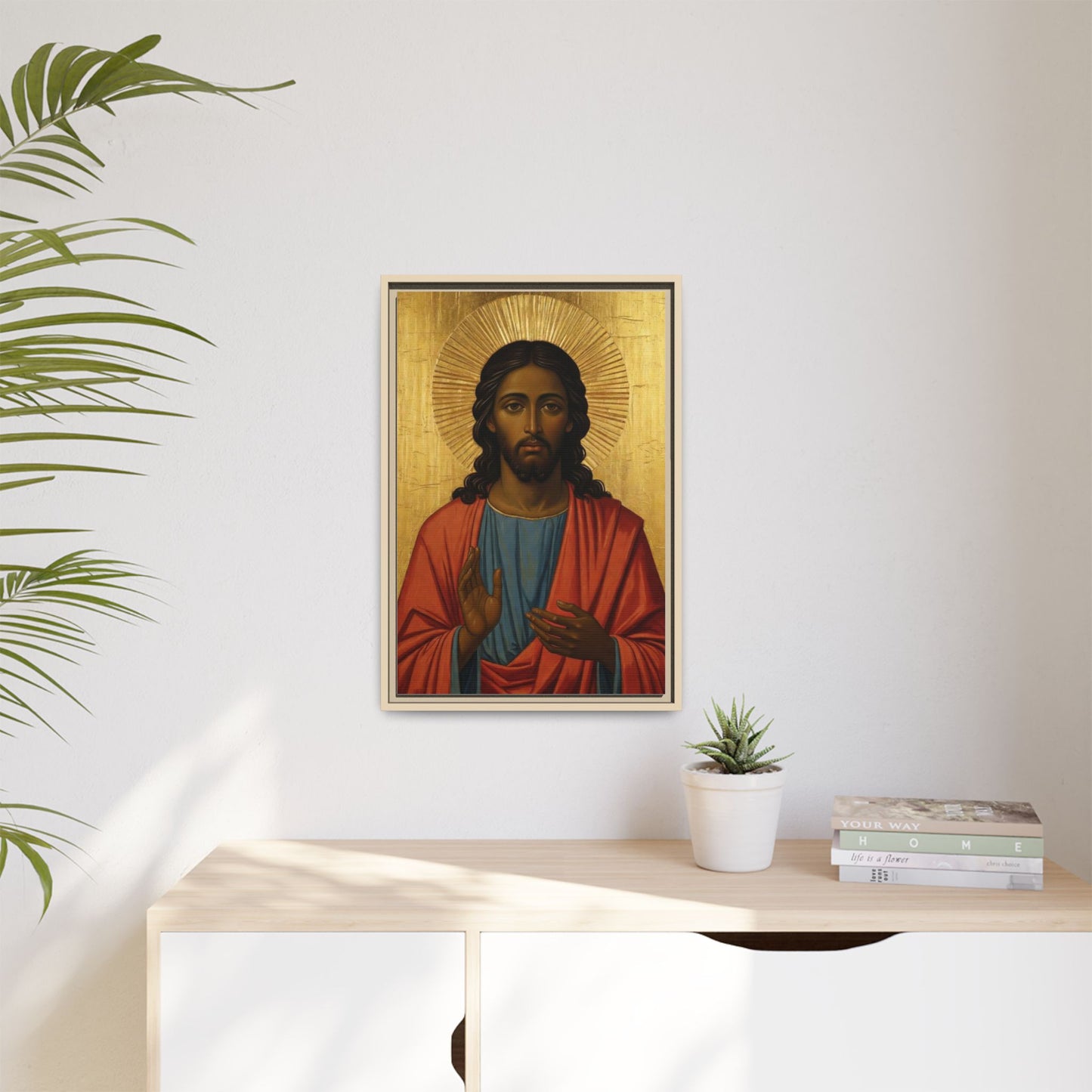 Framed Orthodox Christ Icon Matte Canvas — Religious Wall Art for Home, Church, or Prayer Corner