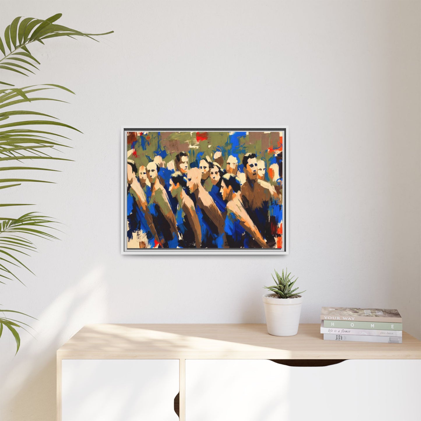 Abstract Crowd Matte Canvas Print — Framed Multi-Color Wall Art