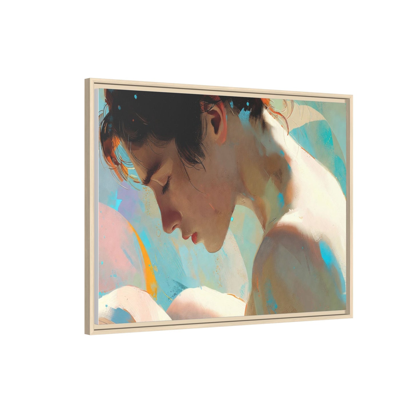 Framed Matte Canvas Print — Dreamy Portrait Art (Multi‑Color)