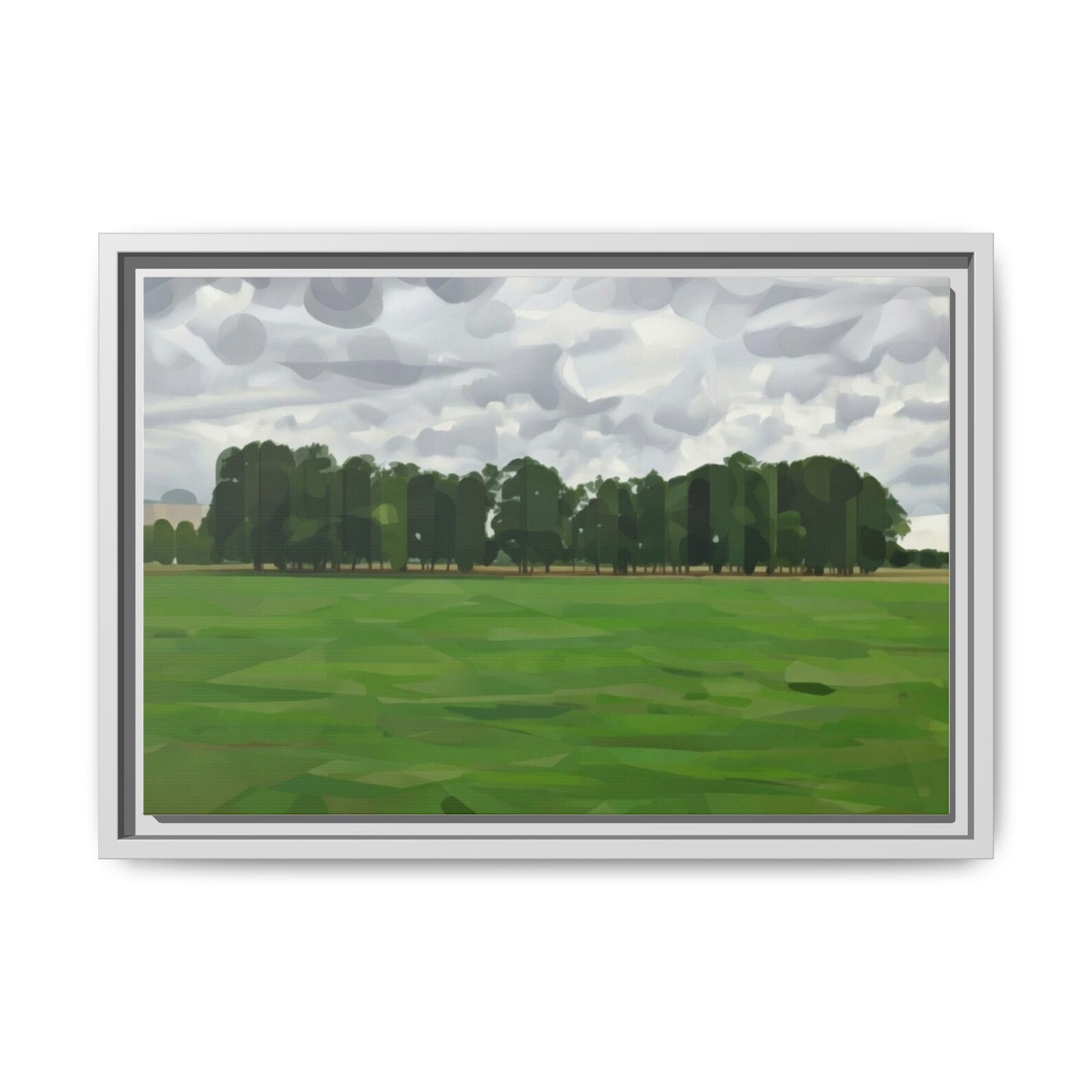 Framed Matte Canvas Print — Minimalist Green Landscape Art