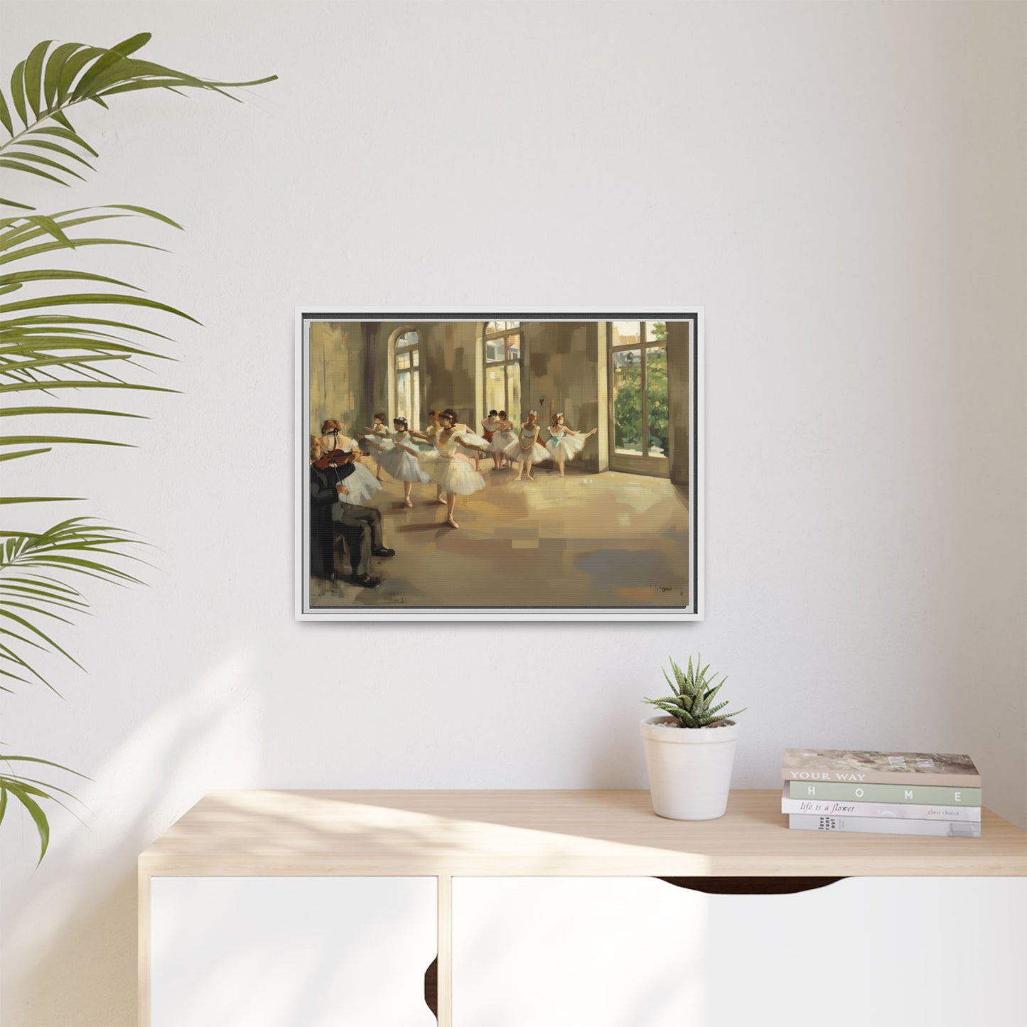 Framed Matte Canvas Print — Ballet Class Scene (Impressionist Dancers)