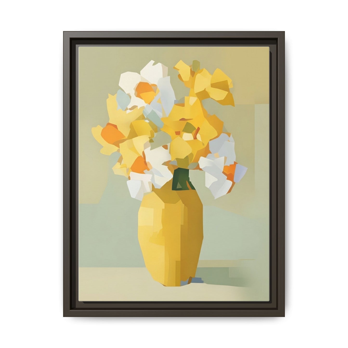 Framed Floral Canvas Print — Yellow Vase Bouquet Wall Art