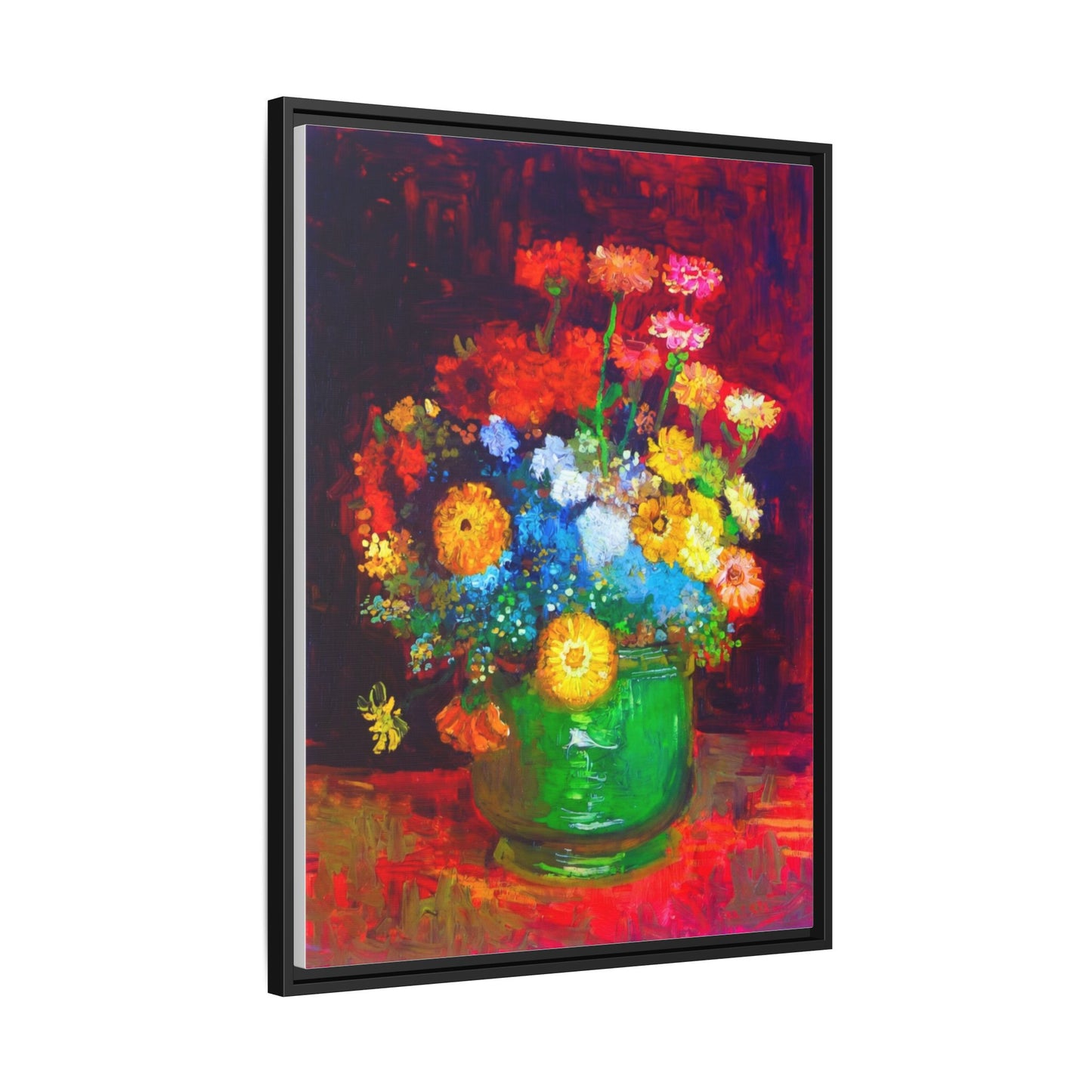 Framed Floral Canvas Print — Colorful Bouquet Wall Art