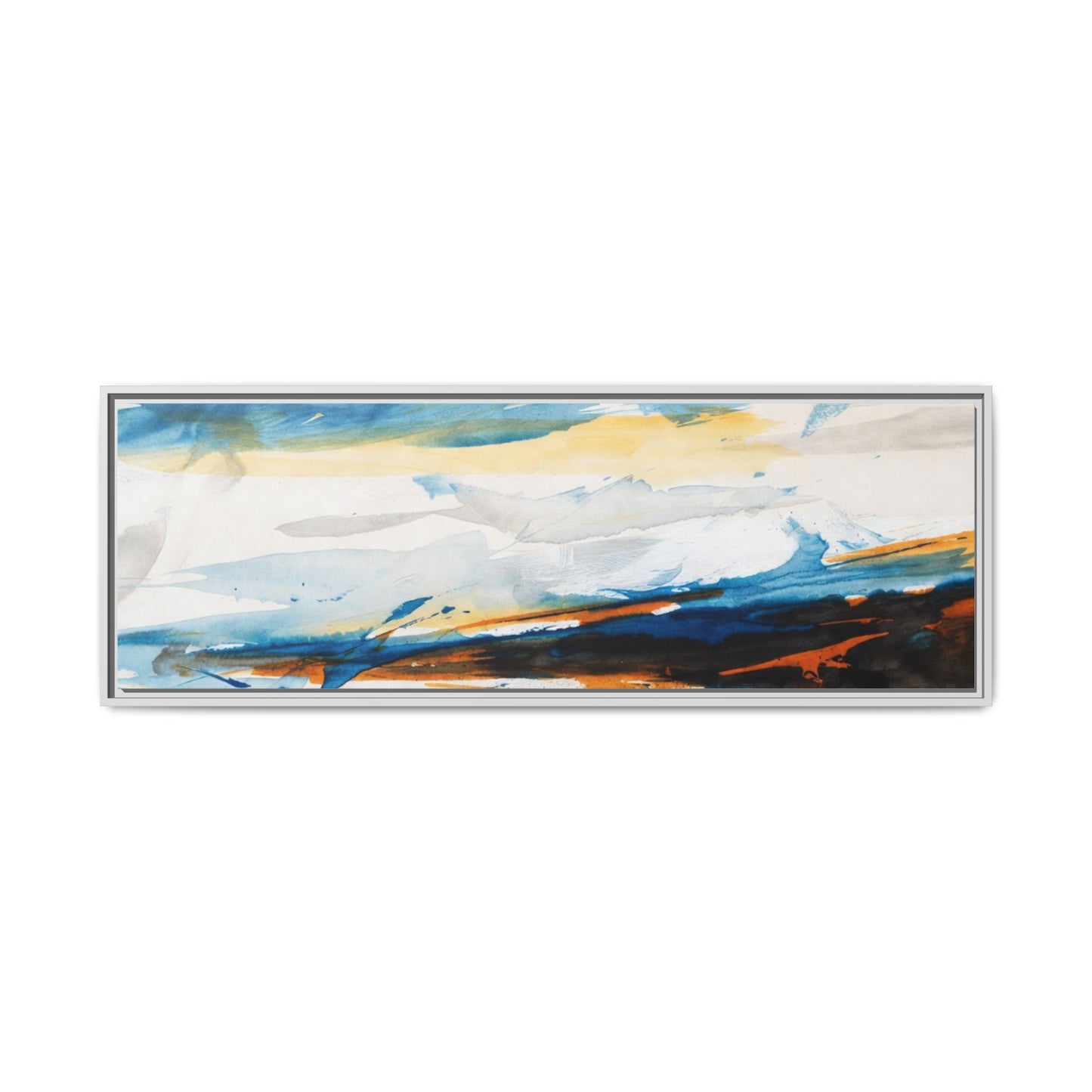 Abstract Coastal Waves Matte Canvas Framed Wall Art