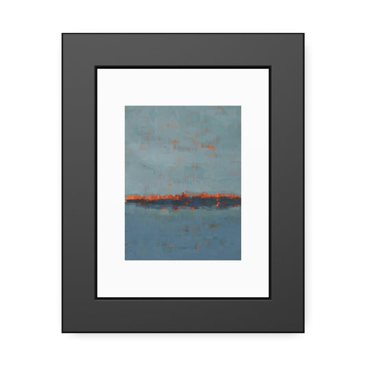 Abstract Seaside Framed Poster — Blue & Copper Minimalist Wall Art