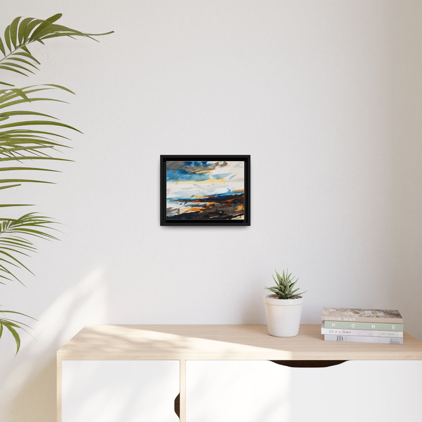 Abstract Coastal Waves Matte Canvas Framed Wall Art