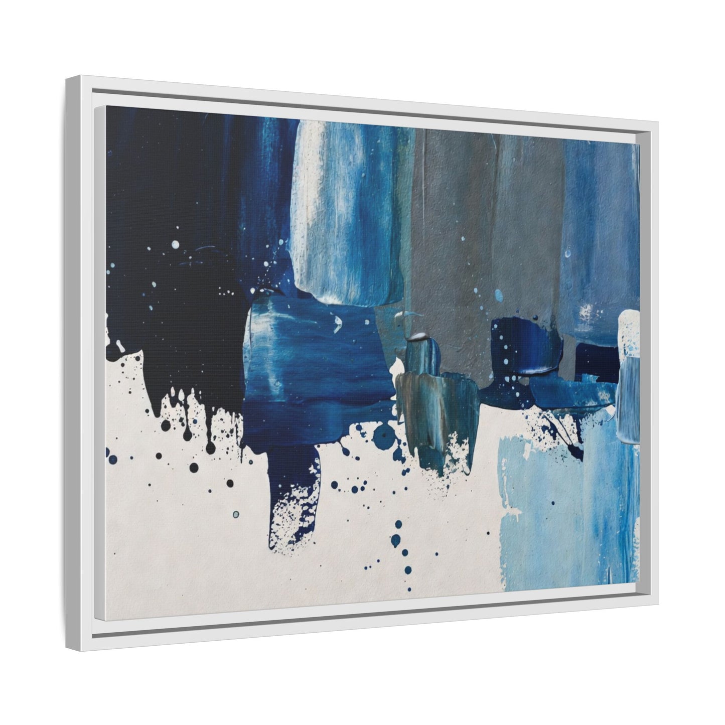 Abstract Blue Ocean Matte Canvas Framed Wall Art