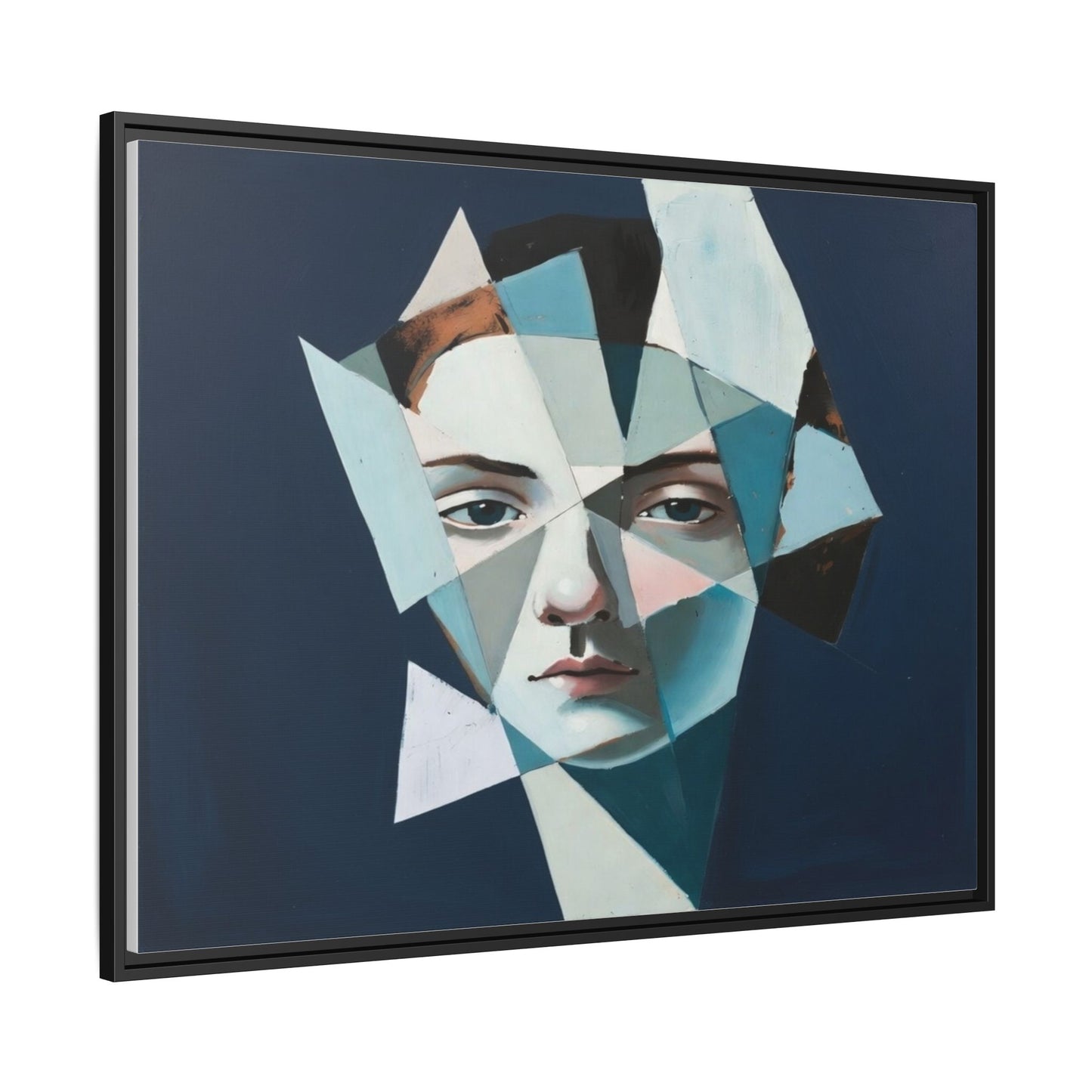 Abstract Fragmented Portrait Matte Canvas (Framed)