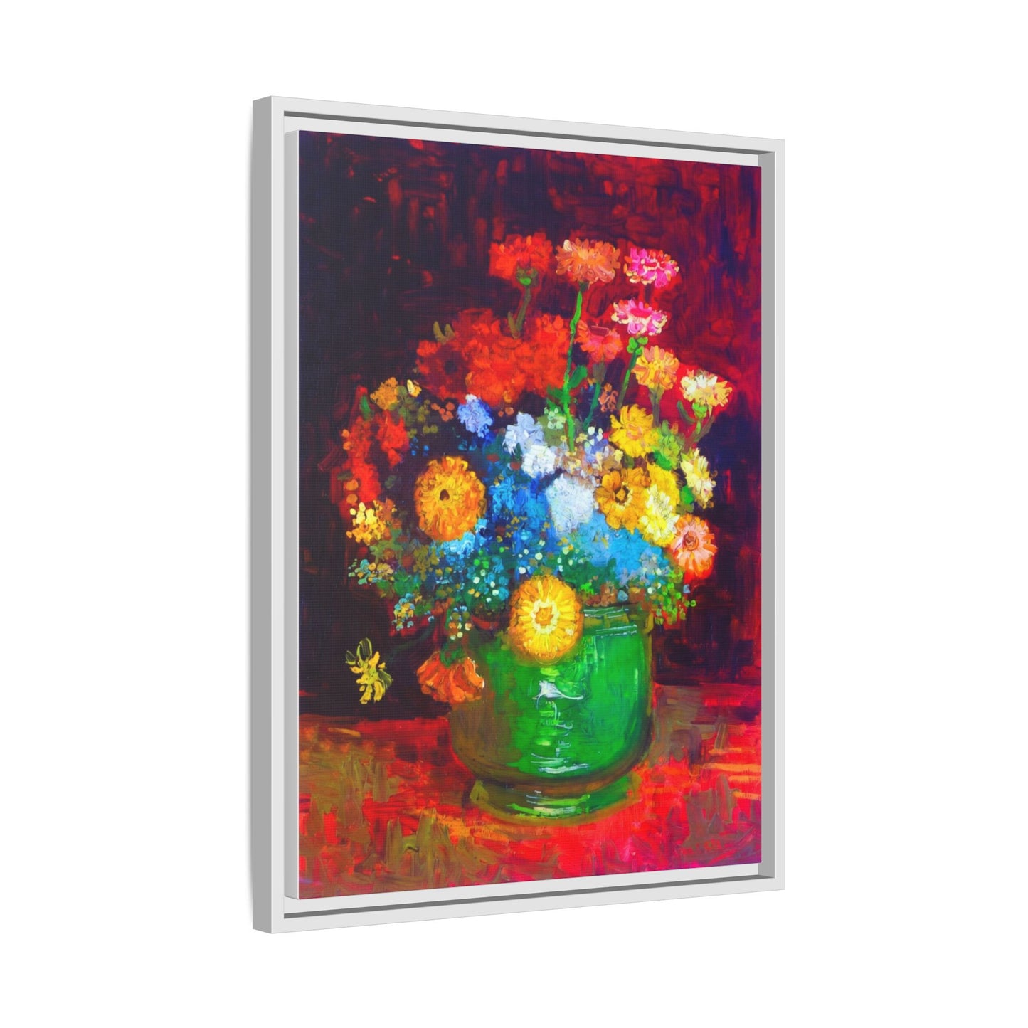 Framed Floral Canvas Print — Colorful Bouquet Wall Art