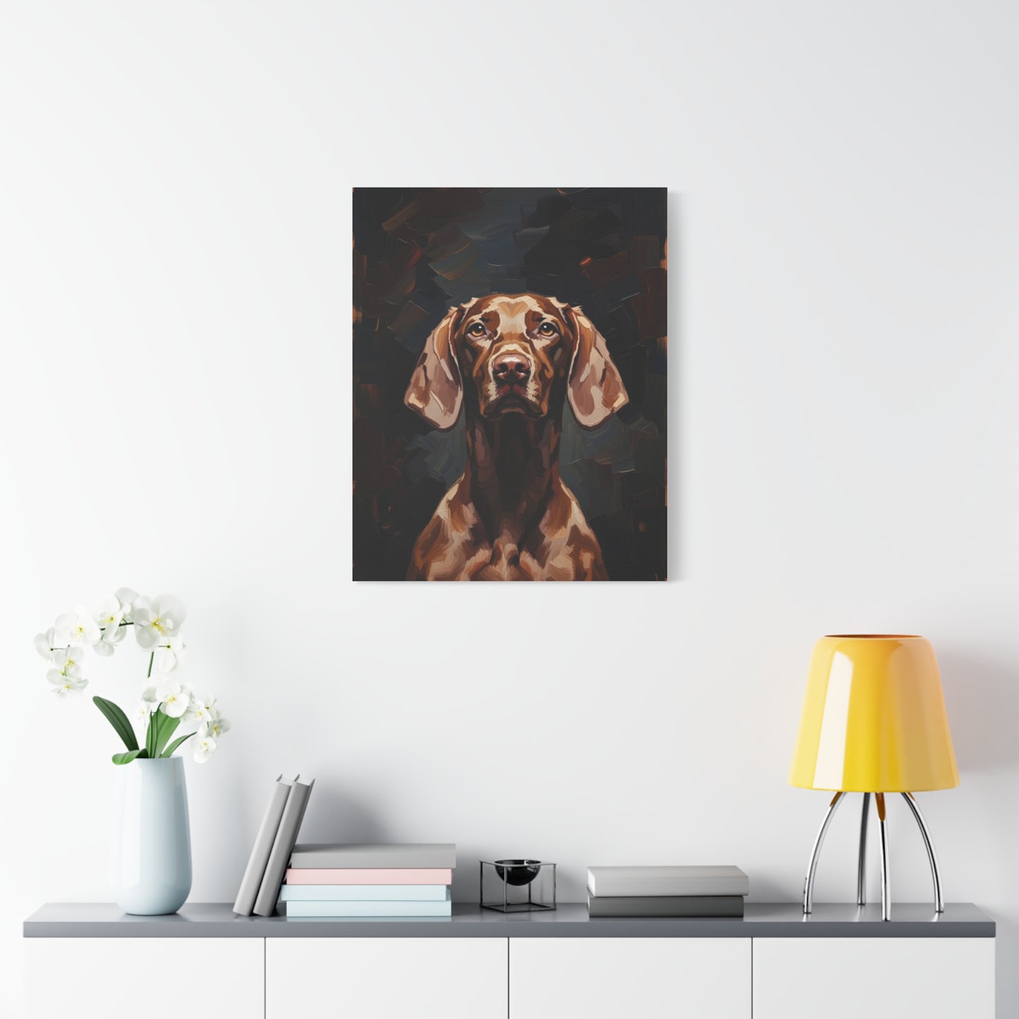 Chocolate Vizsla Canvas Wall Art — Matte Stretched Dog Portrait