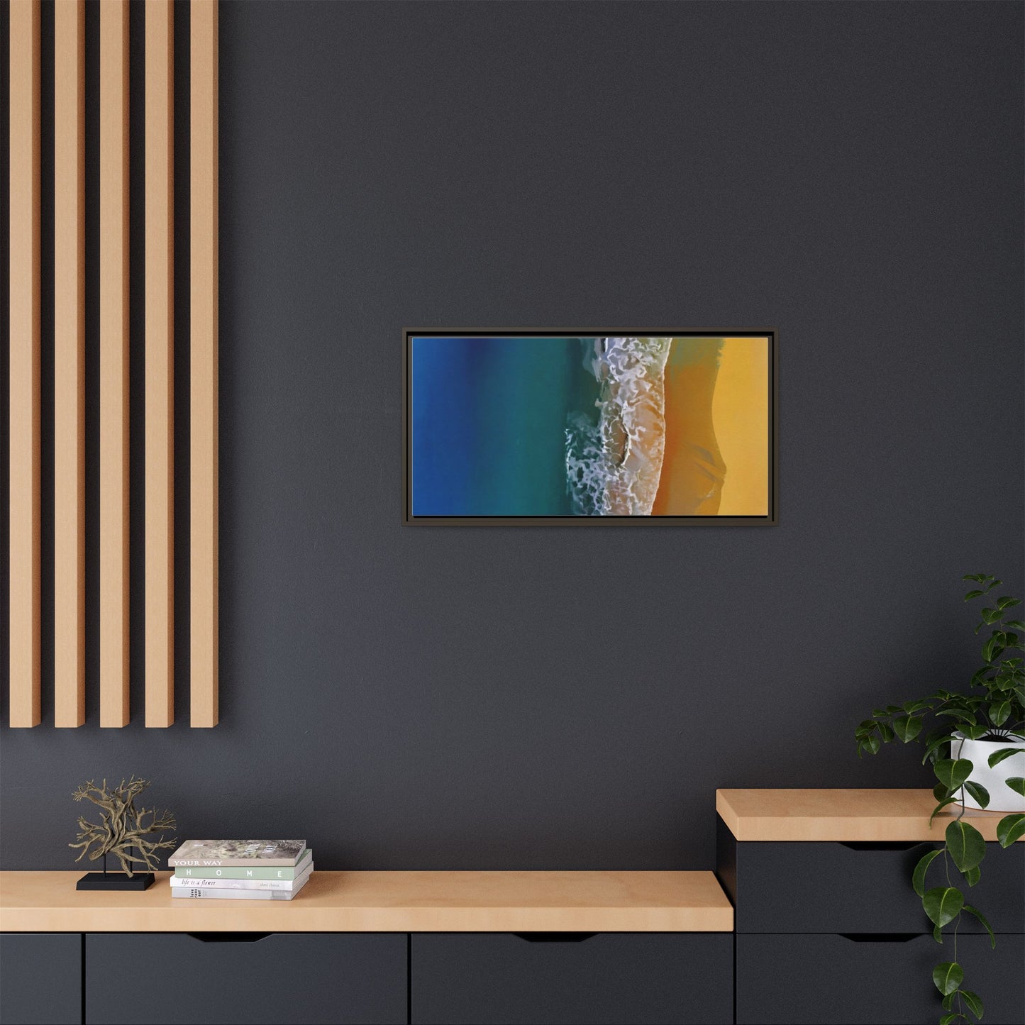 Framed Matte Canvas Seascape Print – Coastal Waves Wall Art