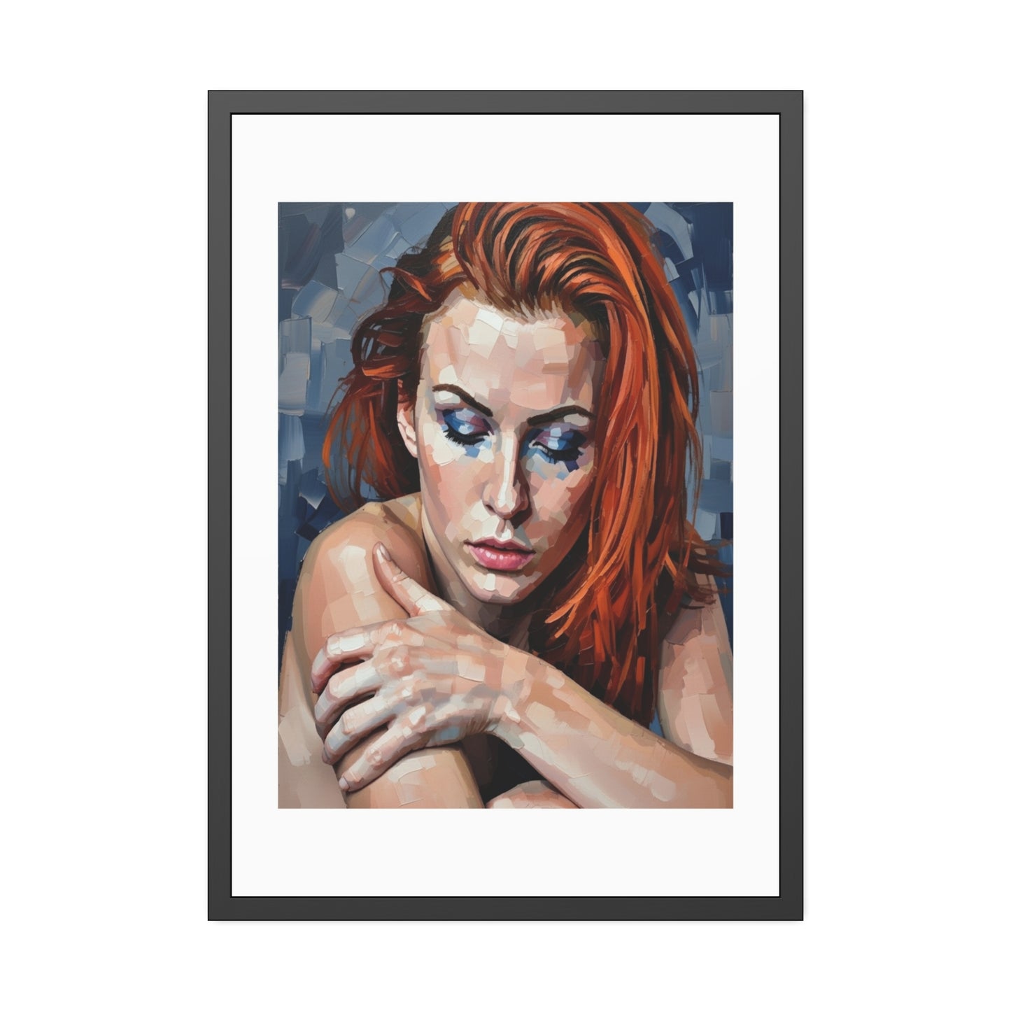 Framed Poster - Moody Redhead Portrait Art Print (Framed)