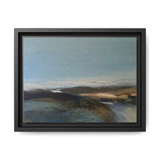 Framed Matte Canvas Wall Art — Serene Abstract Blue Landscape