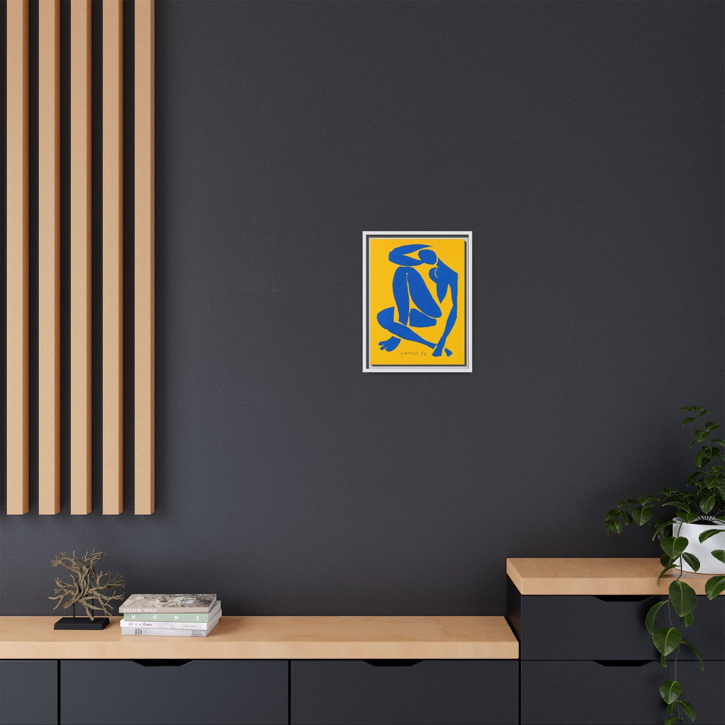 Abstract Blue Nude Matte Canvas Wall Art, Framed