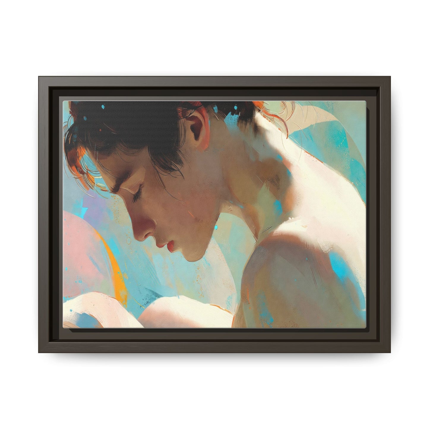 Framed Matte Canvas Print — Dreamy Portrait Art (Multi‑Color)