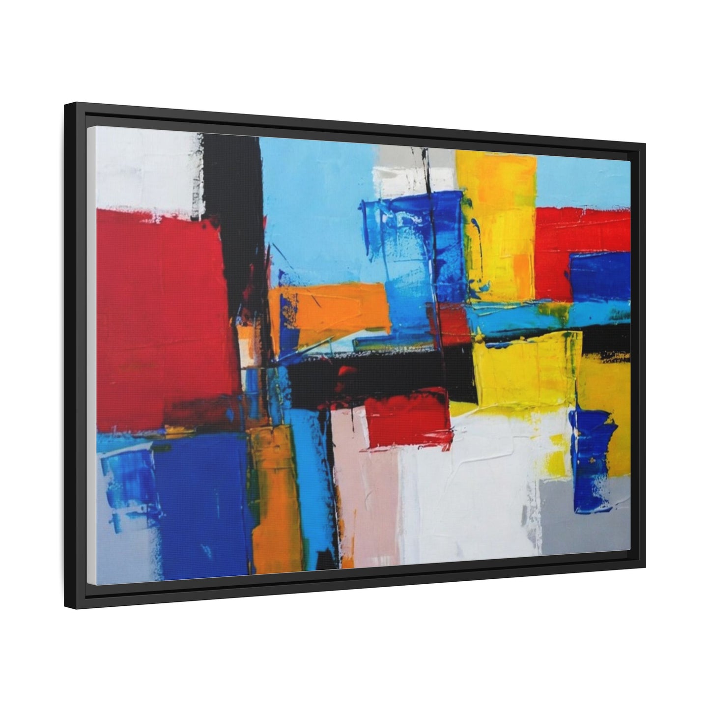 Abstract Color Block Matte Canvas Framed Wall Art