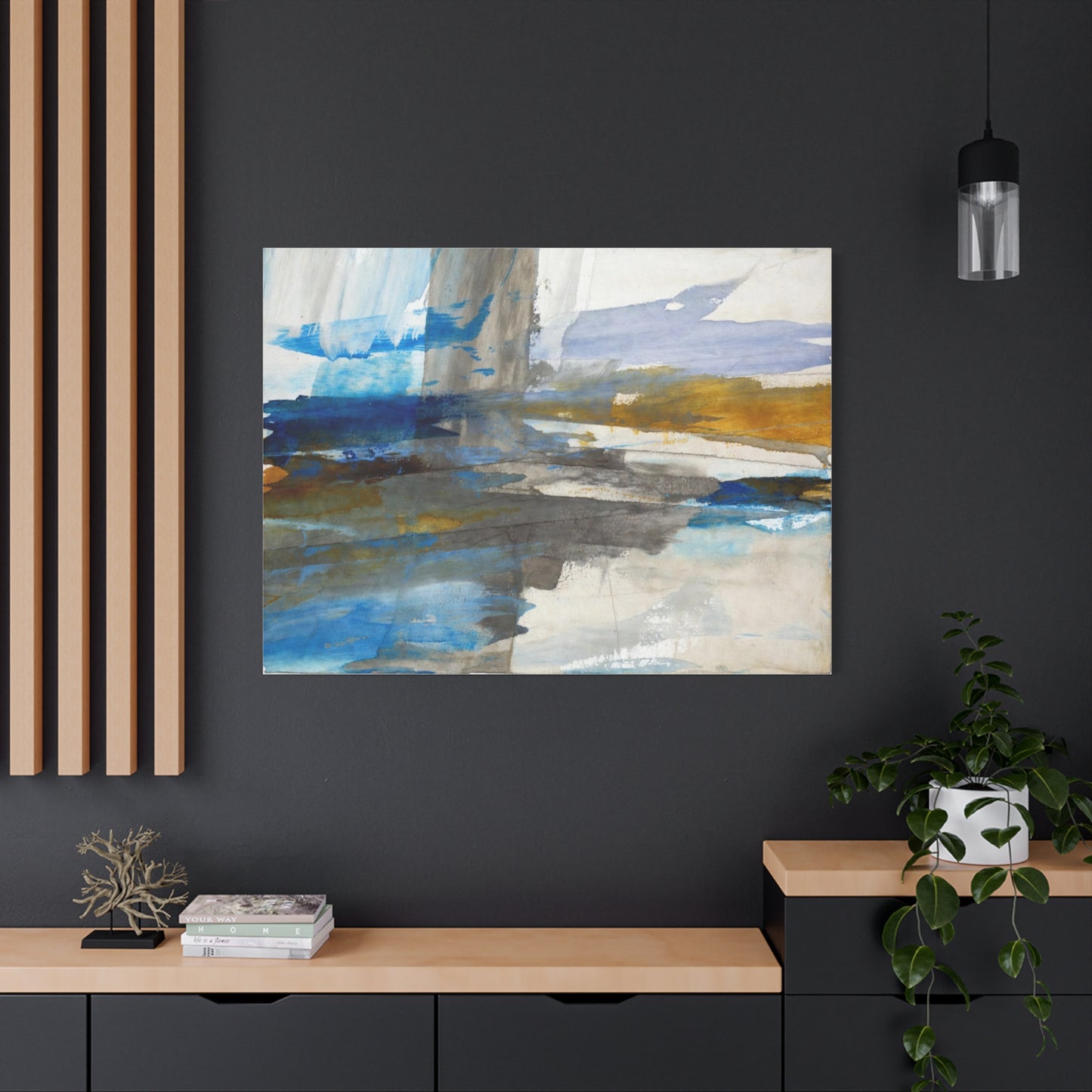 Abstract Coastal Blue Matte Canvas Print — Stretched 1.25" Wall Art