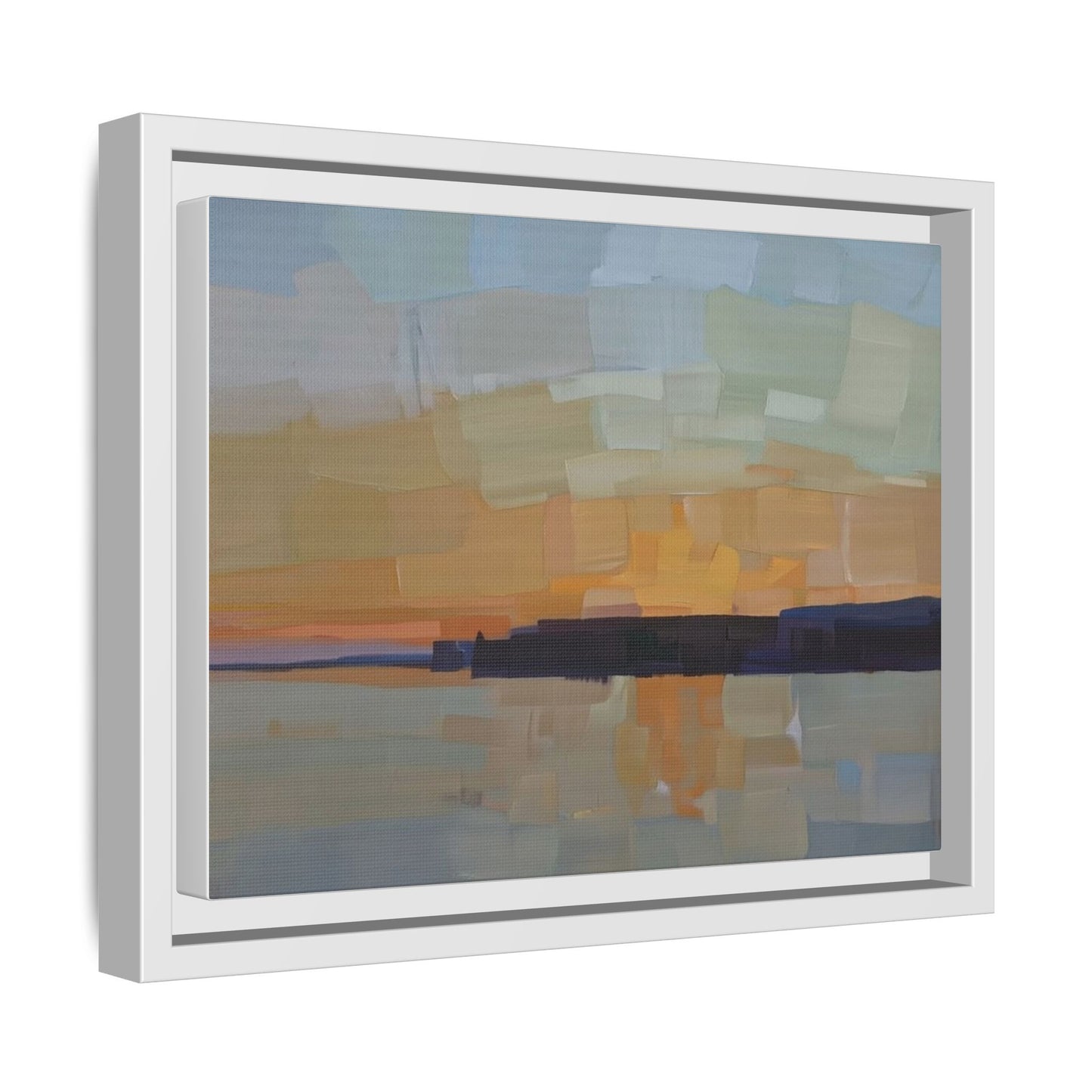 Framed Matte Canvas Sunset Abstract Landscape Art Print