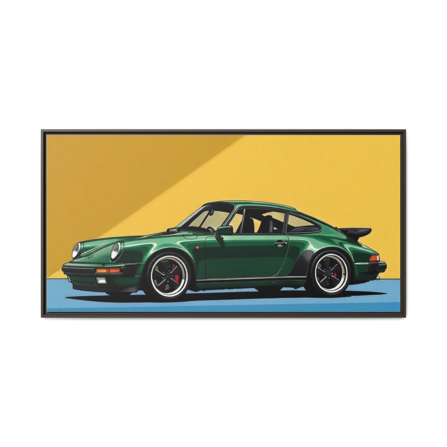 Framed Matte Canvas — Green Sports Car Wall Art