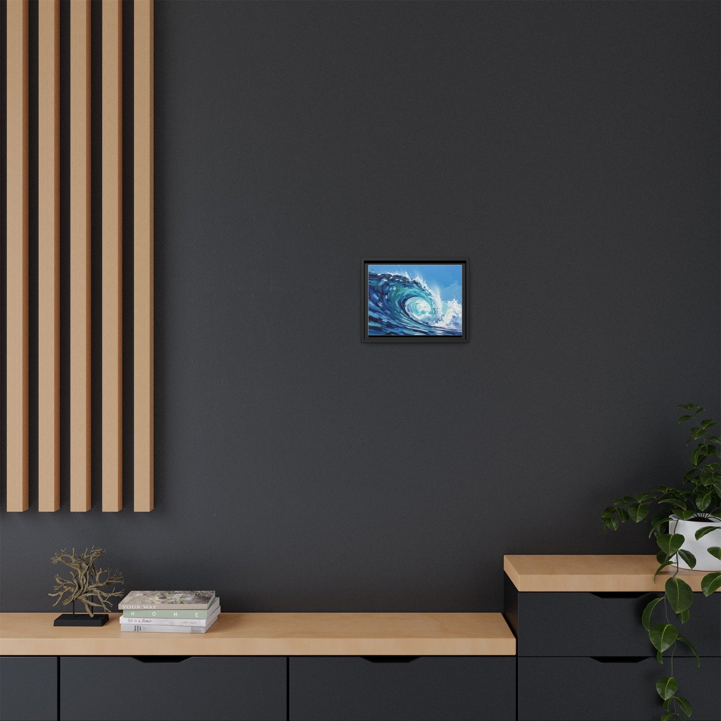 Framed Matte Canvas Wave Art — Blue Ocean Surf Wall Decor