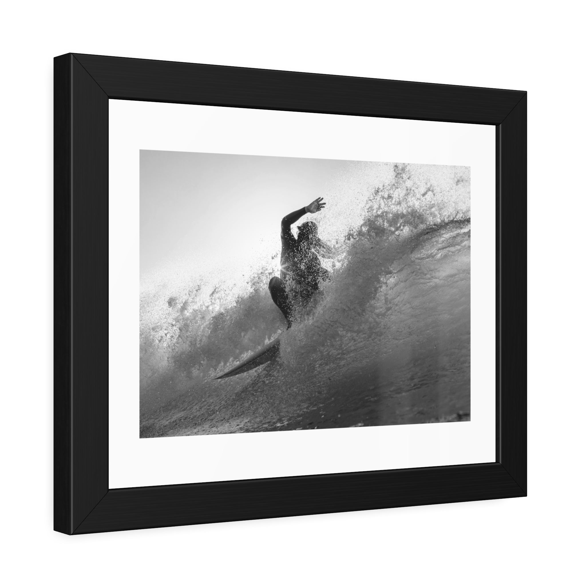 smashing a wave at Lobitos by Henry Espinoza Panta Framed Wall Art Poster