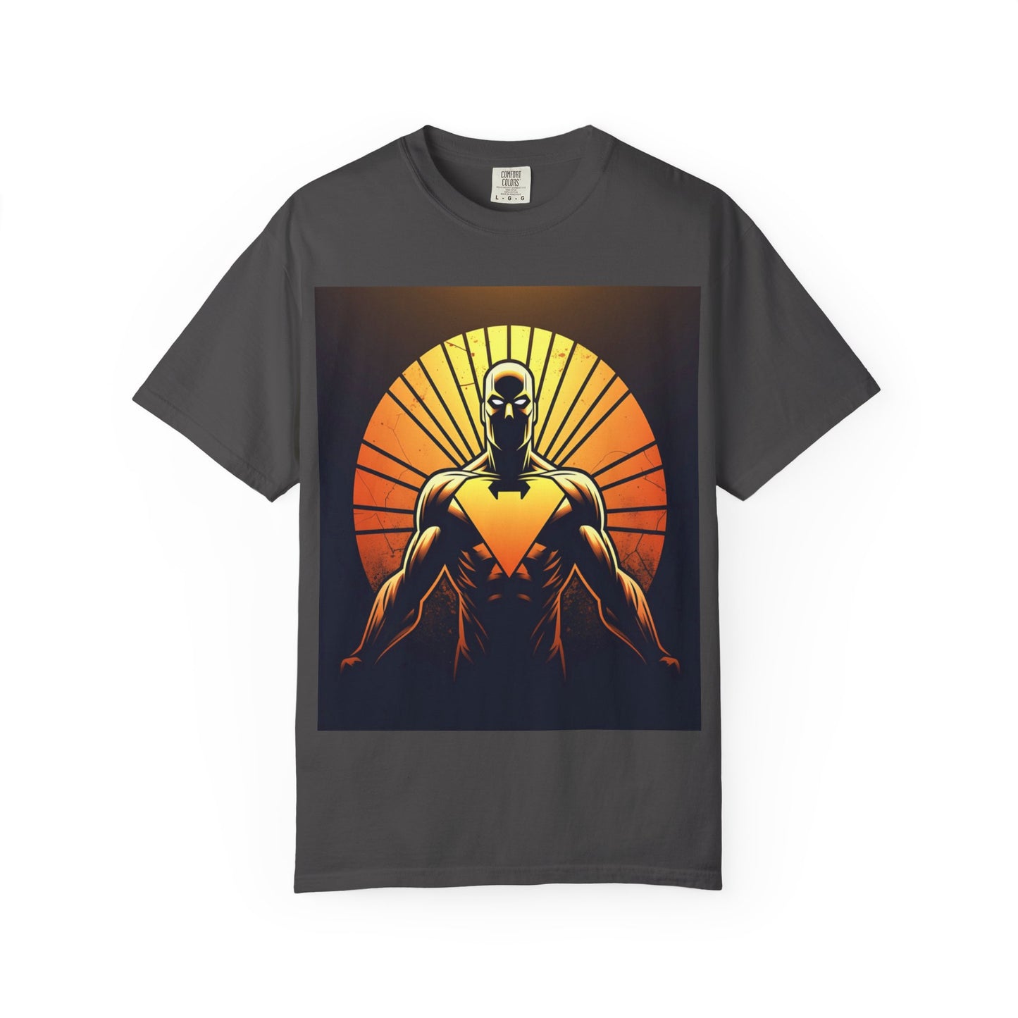 Superhero Sunrise T-Shirt — Bold Chest Emblem Graphic
