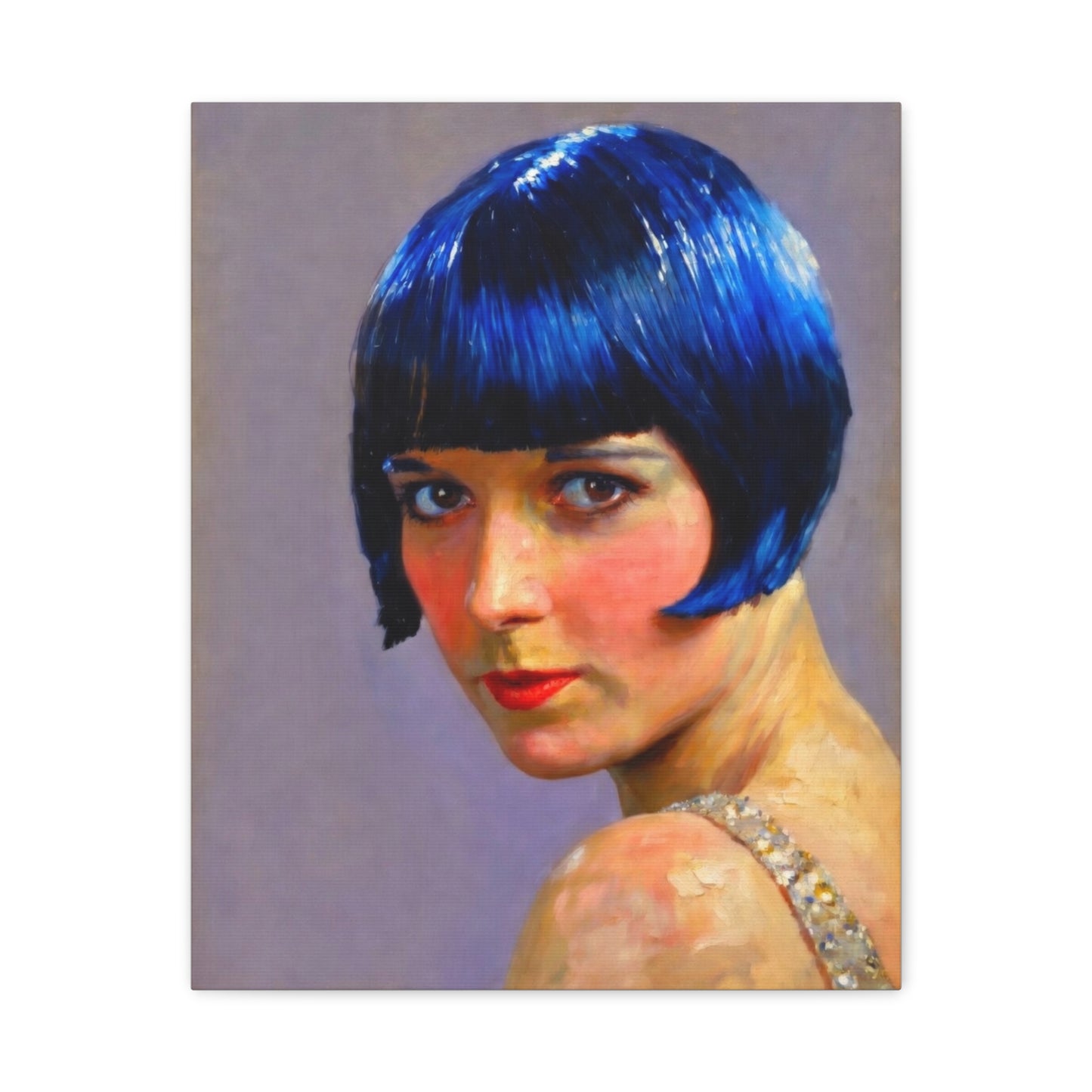 Blue Bob Portrait Matte Canvas Print - Stretched Wall Art