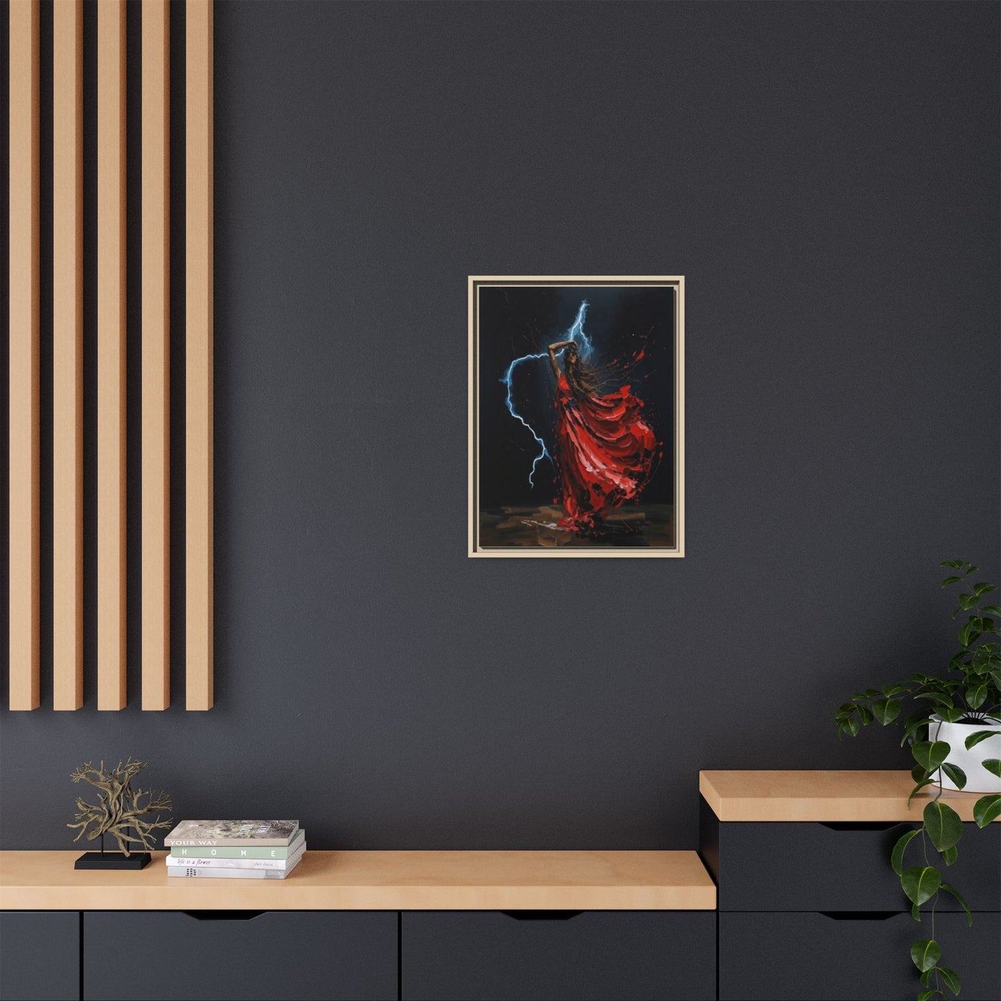 Framed Matte Canvas Print — Red Dancer Lightning Art
