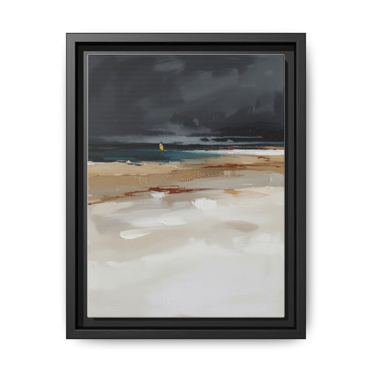 Framed Matte Canvas Beachscape Art Print — Coastal Abstract Wall Decor