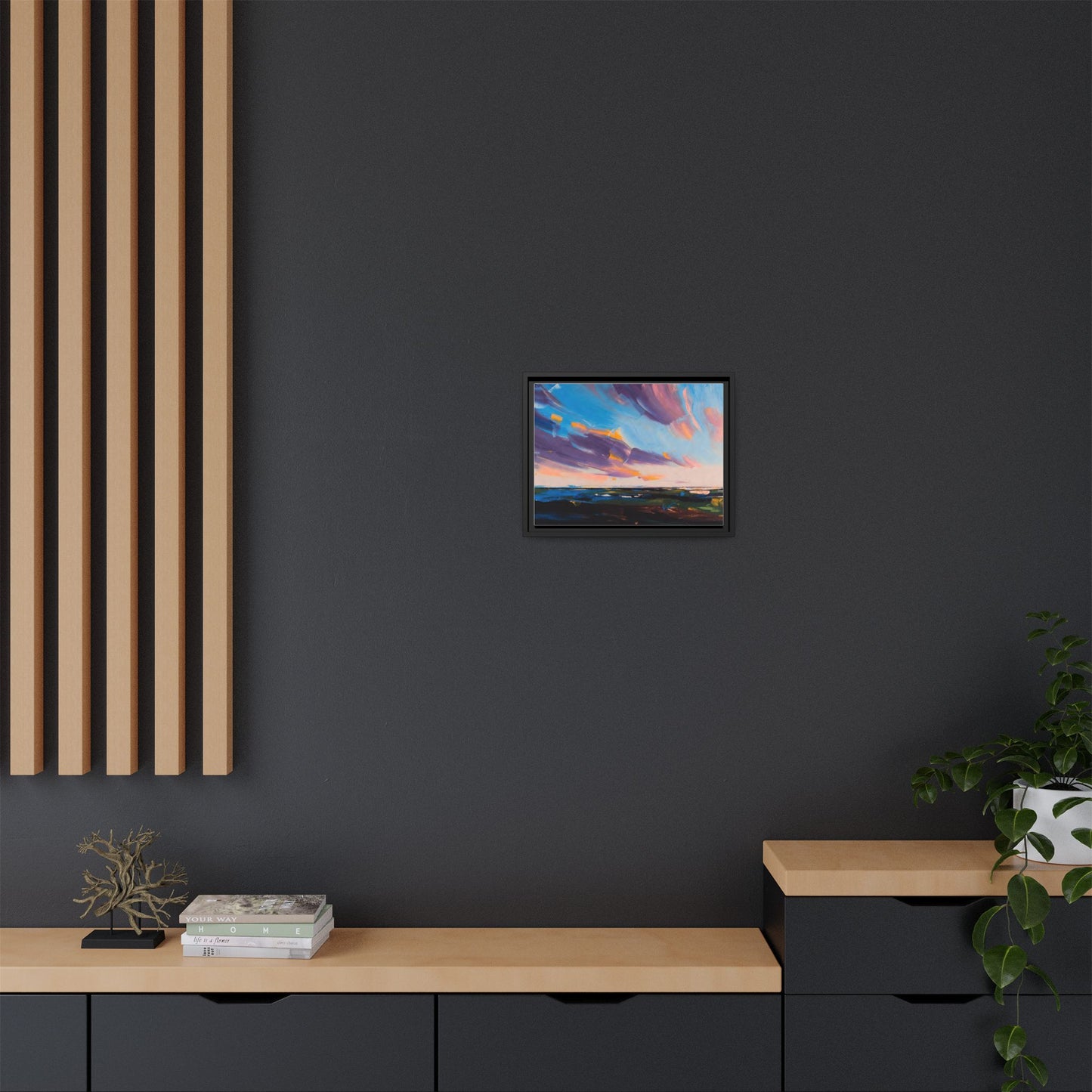 Framed Matte Canvas Abstract Seascape Sunset Art Print