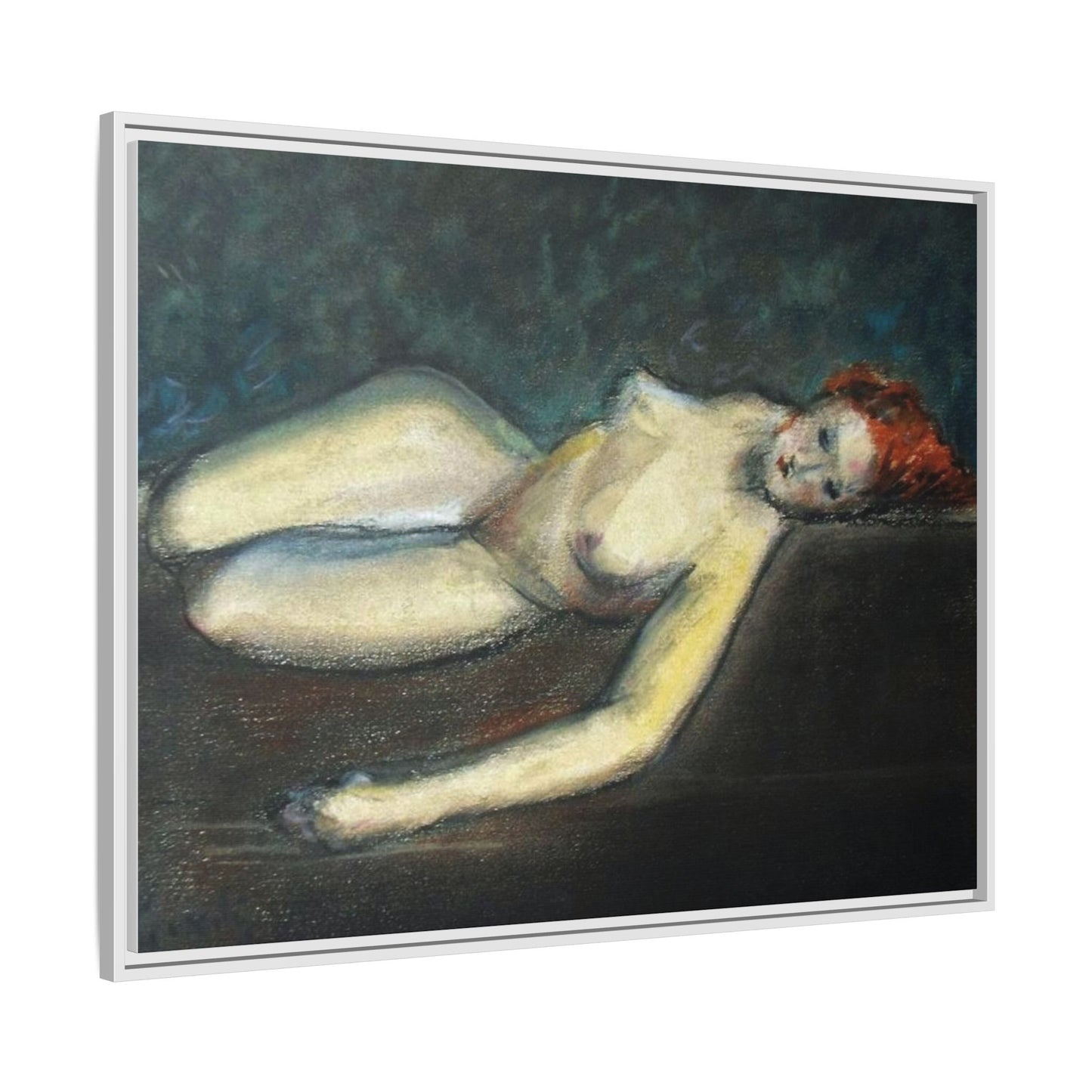 Lying nude by Paul Gosselin Framed Matte Canvas Wall Art Print