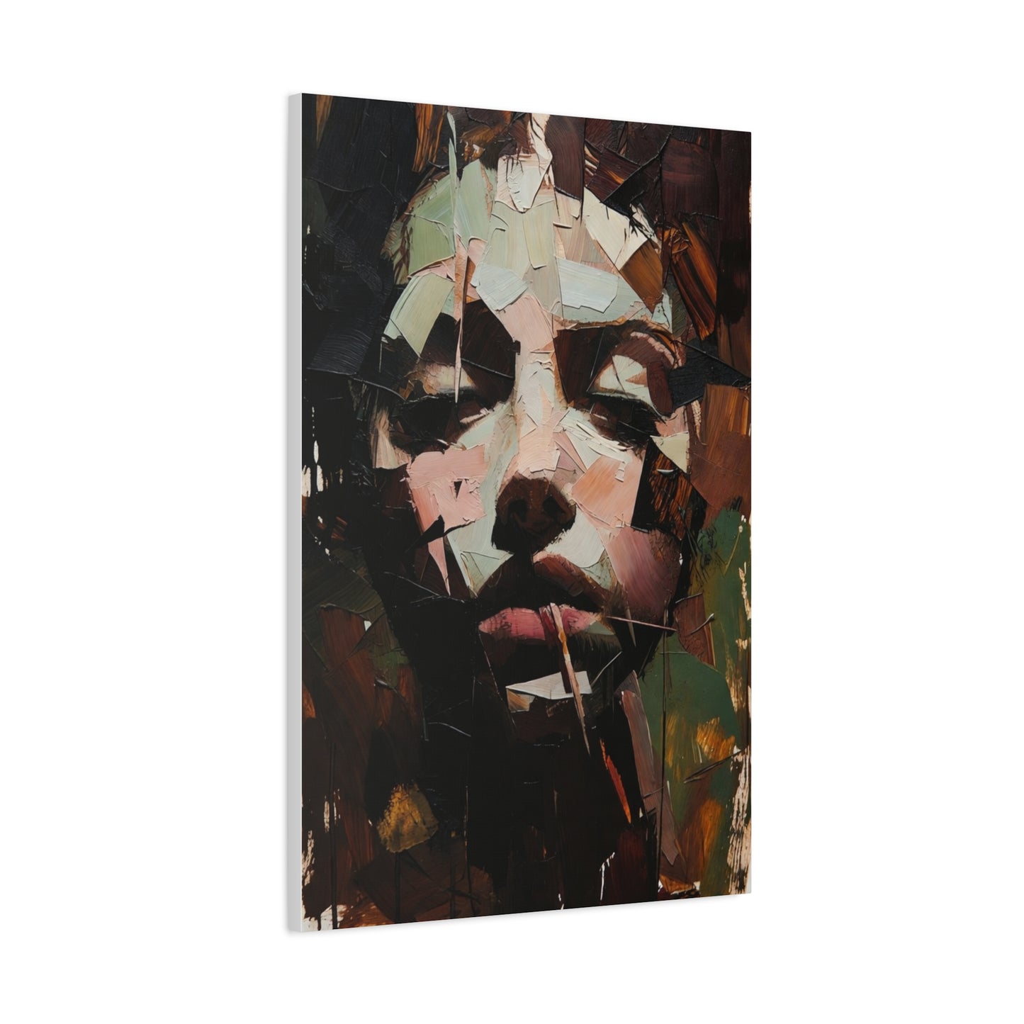 Abstract Portrait Matte Stretched Canvas (1.25") — Contemporary Textured Face Art