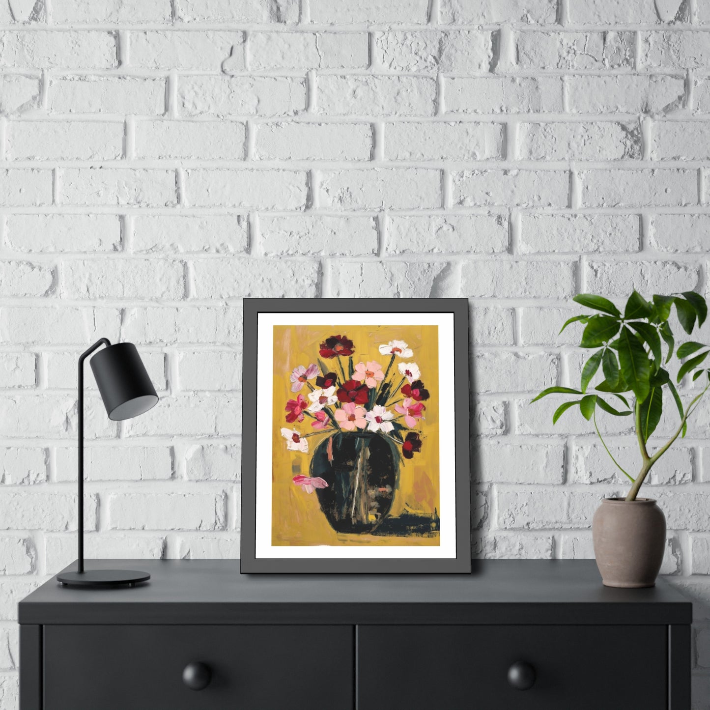 Framed Poster  Abstract Floral Vase Art Print