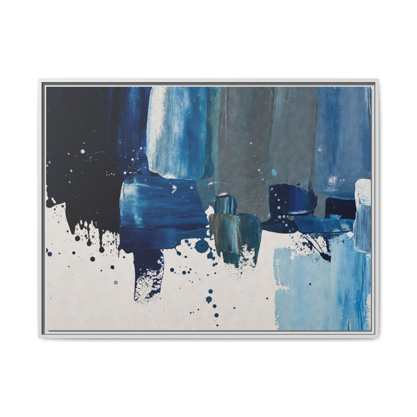 Abstract Blue Ocean Matte Canvas Framed Wall Art