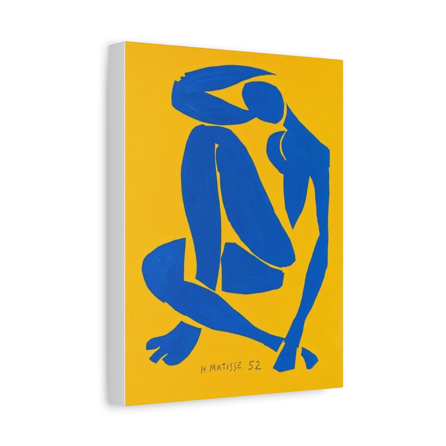 Blue Matisse Nude Silhouette Matte Canvas Print — Modern Yellow Wall Art