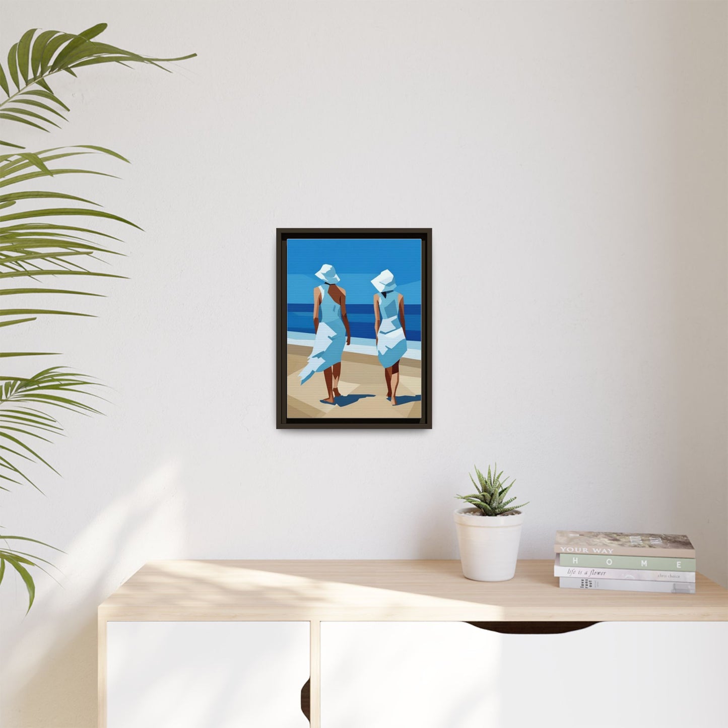 Seaside Stroll Matte Canvas Framed Print — Coastal Beach Art