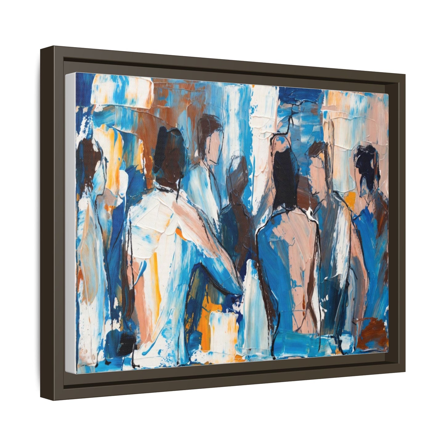 Abstract Coastal Figures Matte Canvas Framed Wall Art