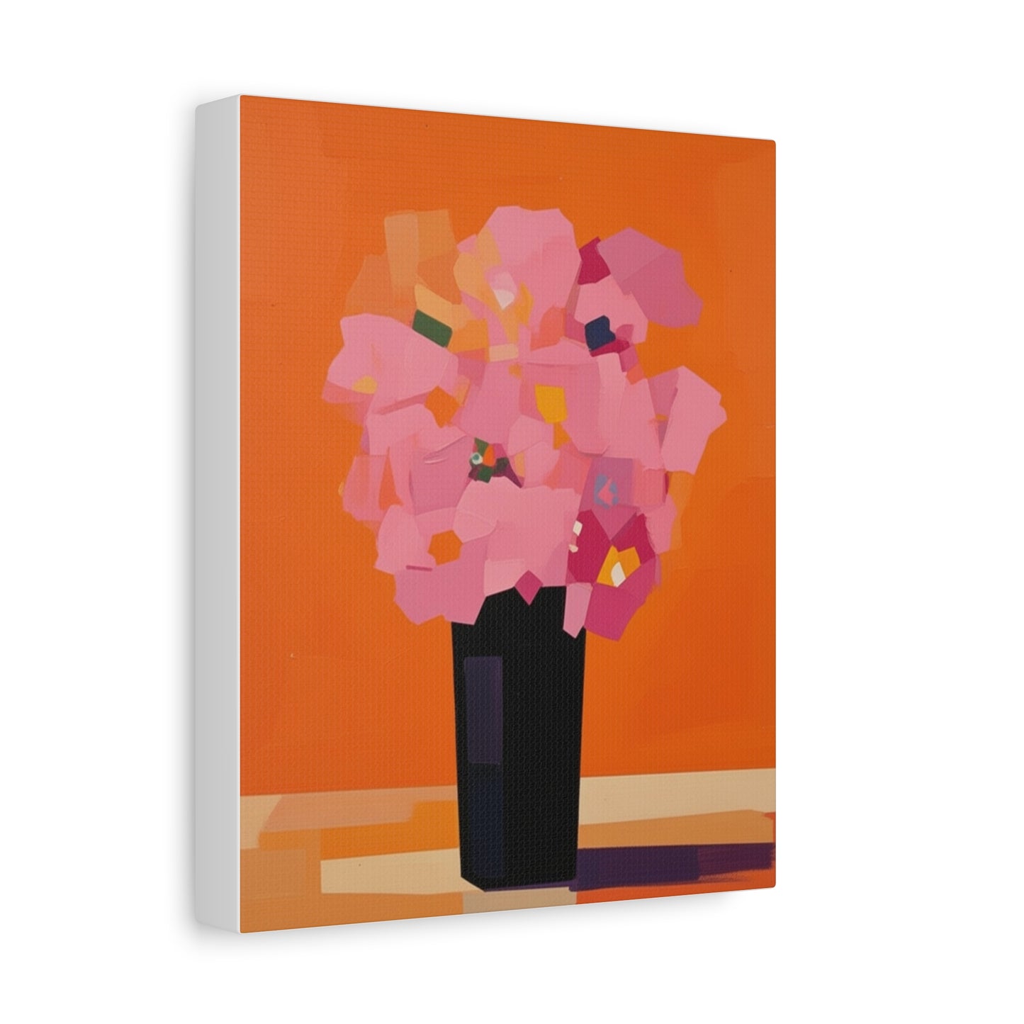 Modern Pink Flowers Canvas Print — Abstract Floral Wall Art