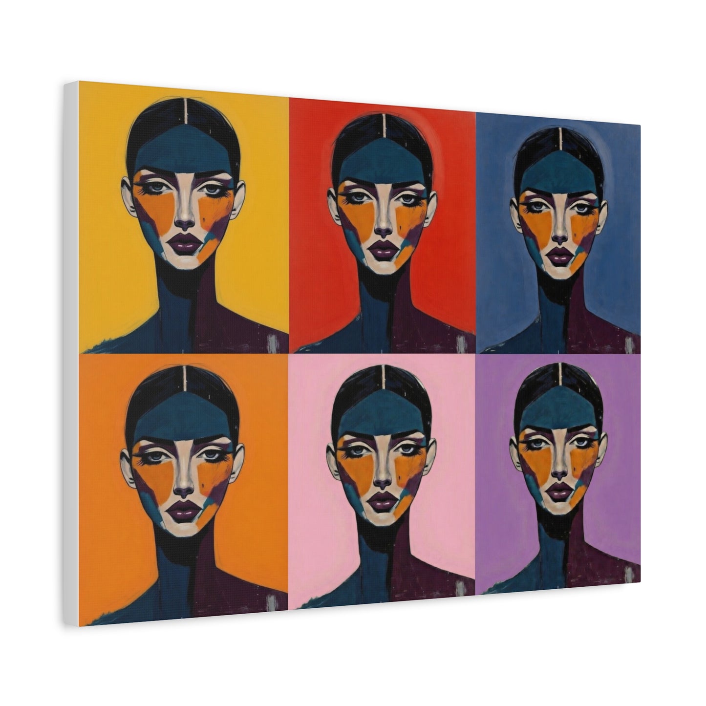 Pop Art Portrait Canvas - Colorful Six-Panel Female Face Wall Art