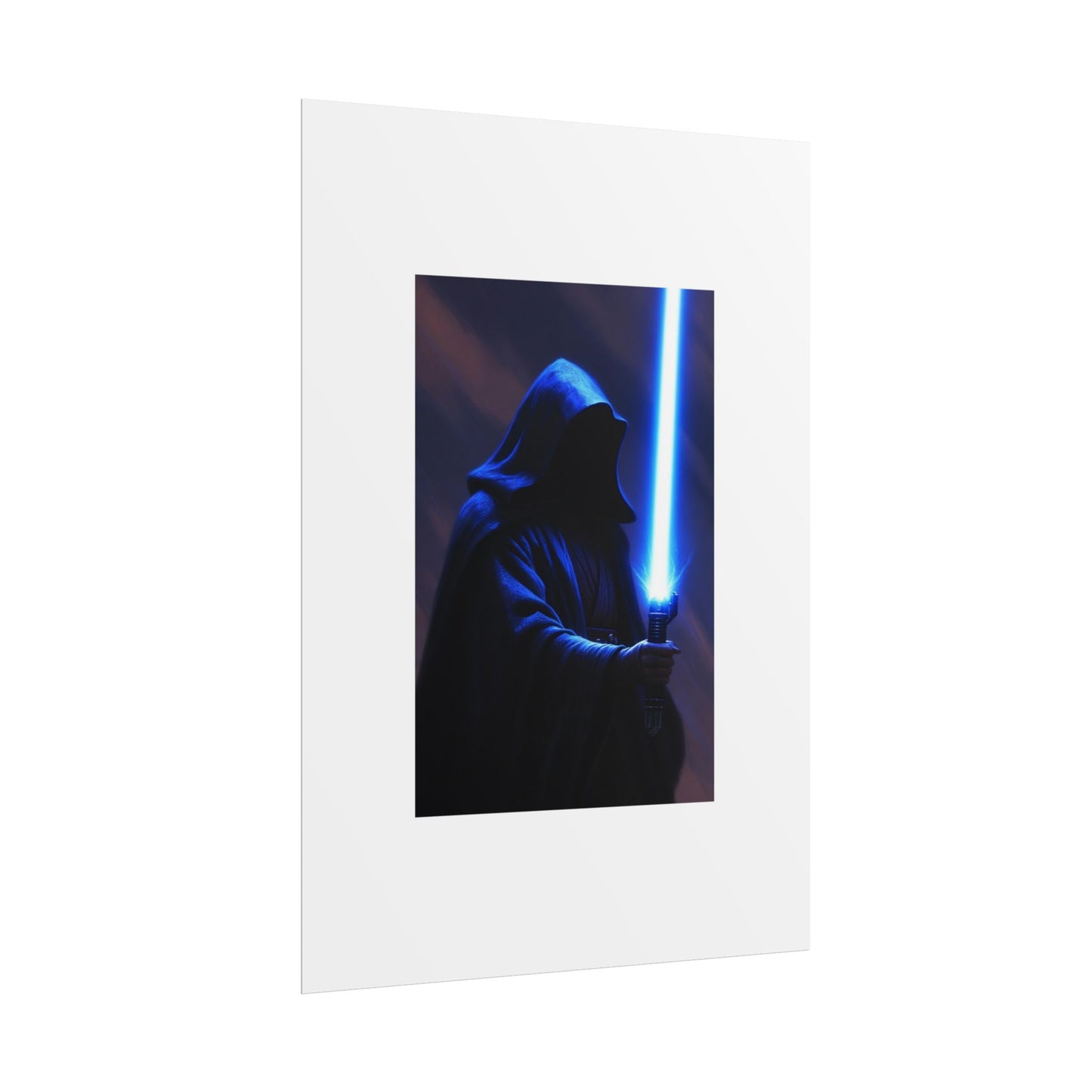 Sci‑Fi Lightsaber Poster — Hooded Jedi Warrior Wall Art (Rolled Poster)