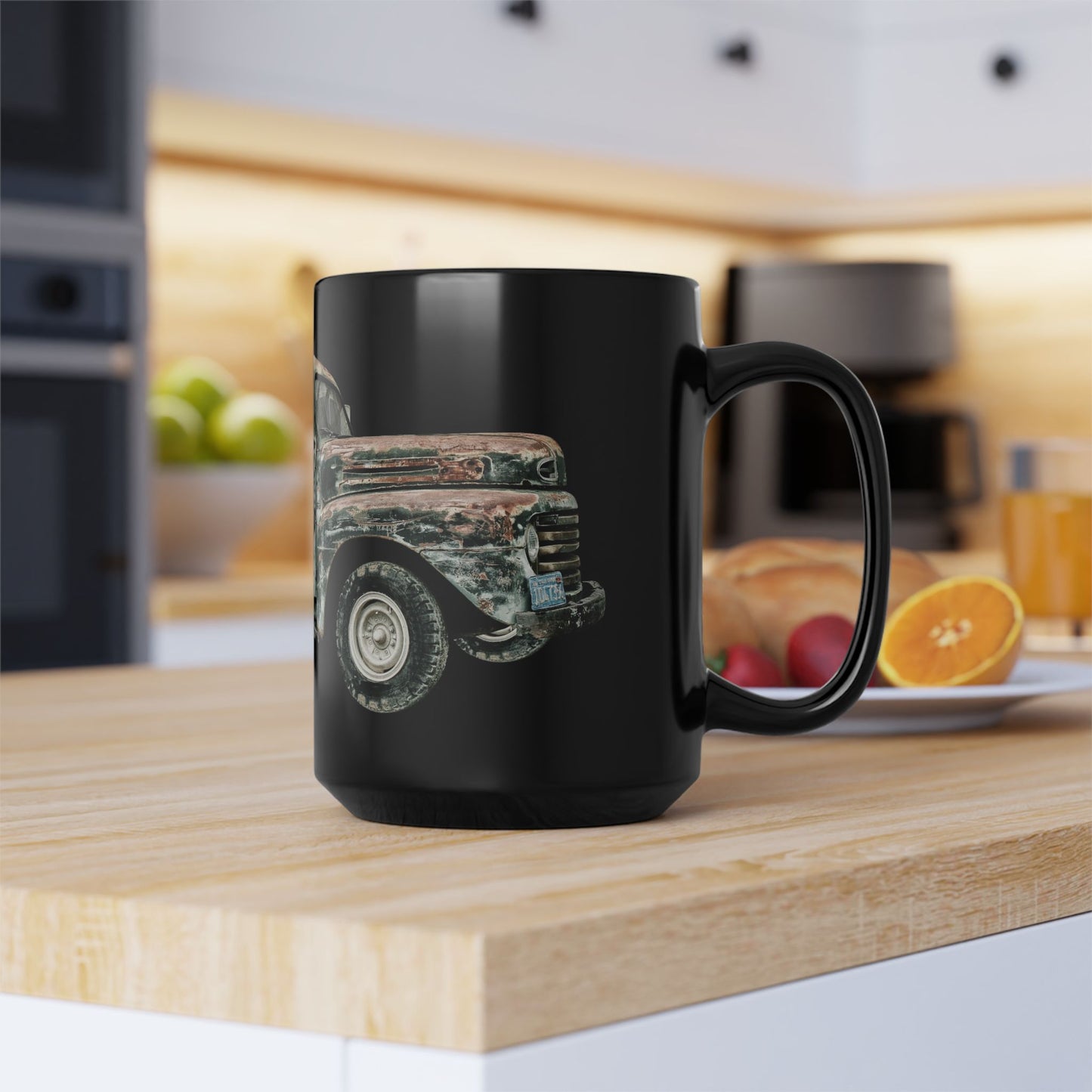 Vintage Rusty Truck Black Coffee Mug — Retro Classic Pickup Gift