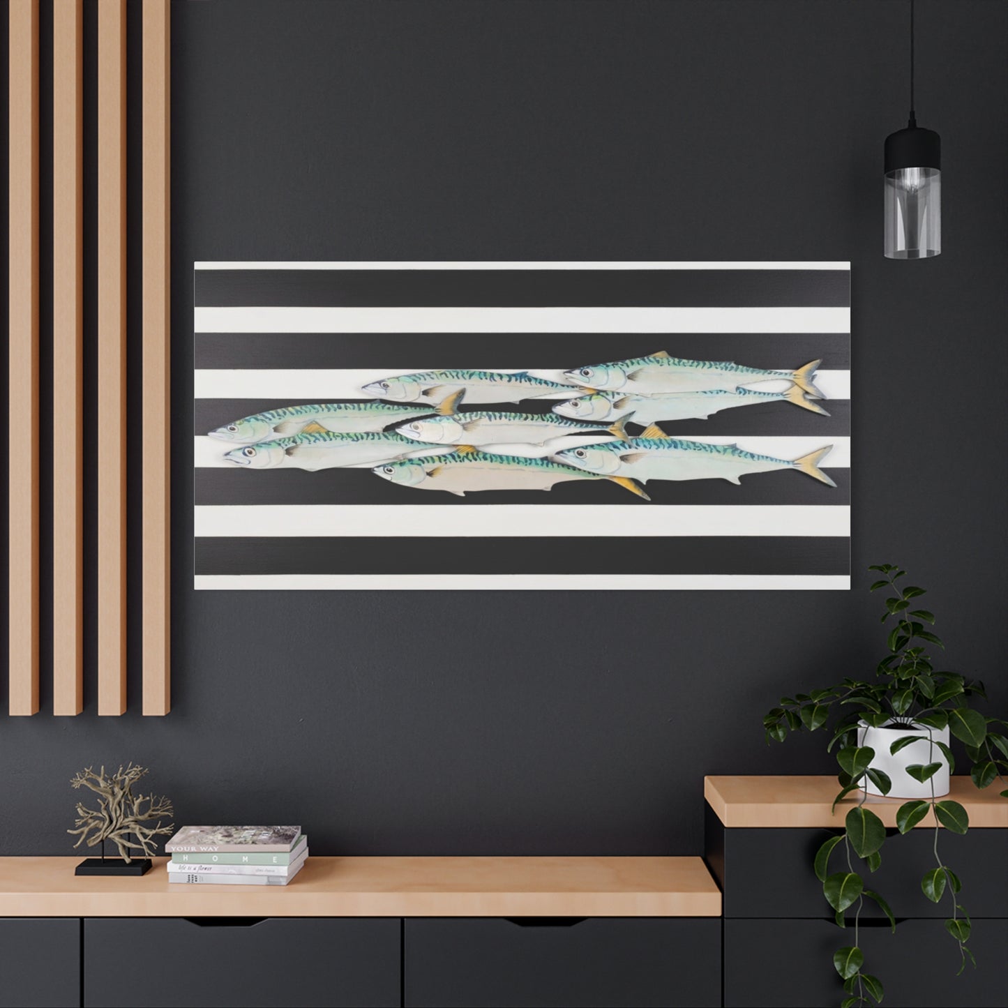 Striped Mackerel School Matte Canvas Print