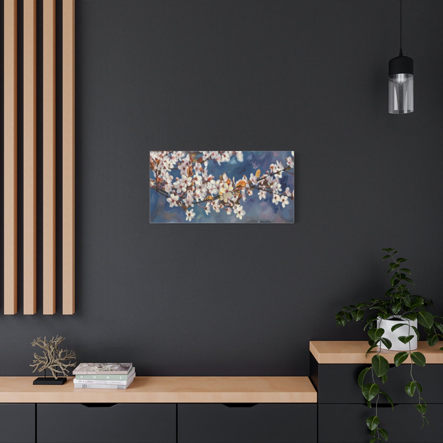 Cherry Blossom Branch Matte Canvas Wall Art — Spring Floral Print