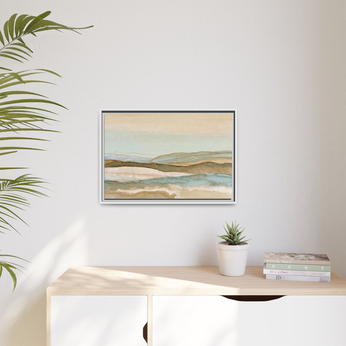 Framed Matte Canvas Coastal Abstract Landscape Wall Art