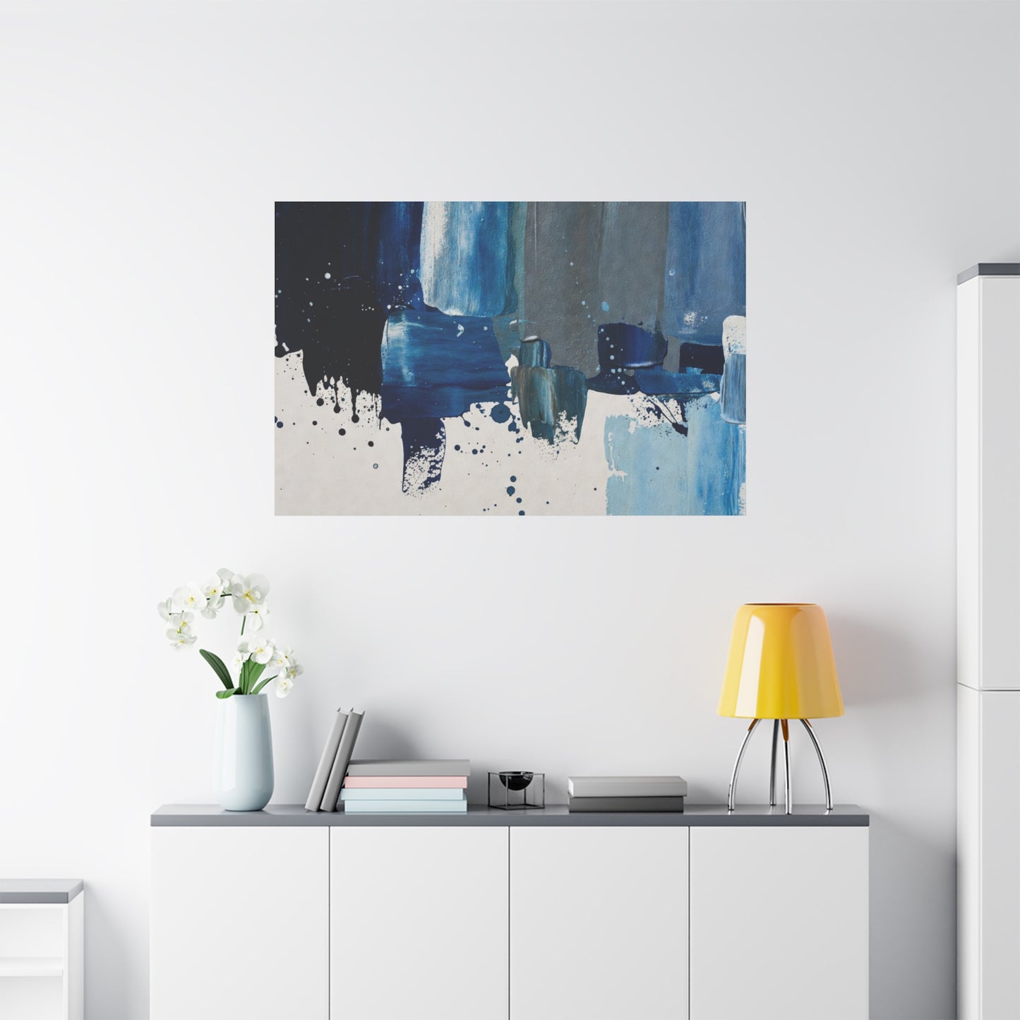 Blue Abstract Canvas Wall Art – Modern Matte Stretched Canvas