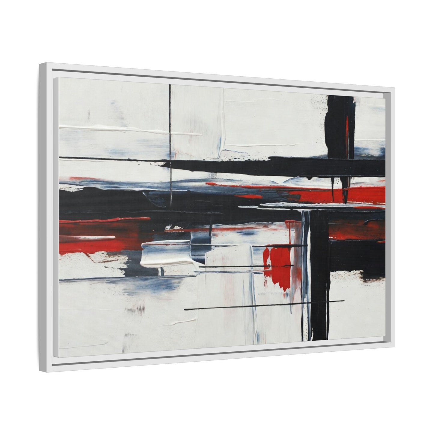 Abstract Red & Black Framed Canvas Art — Modern Matte Wall Painting