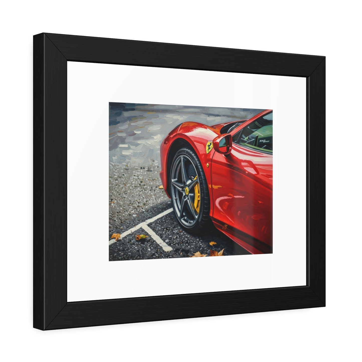 Framed Poster - Red Sports Car Photo, Modern Automotive Wall Art